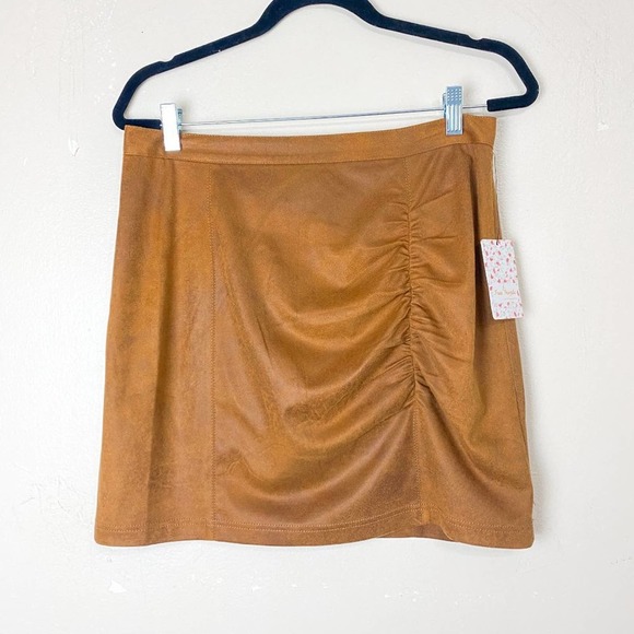 NWT Free People Rumi Ruched Leather Mini Skirt - Picture 3 of 6
